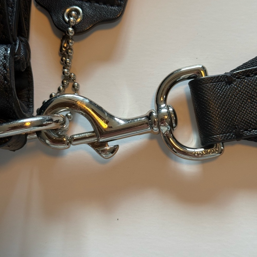 Coach Leather Messenger Large Black Bag CrossbodyTop Handles COA 18x13x4 - Picture 5 of 16